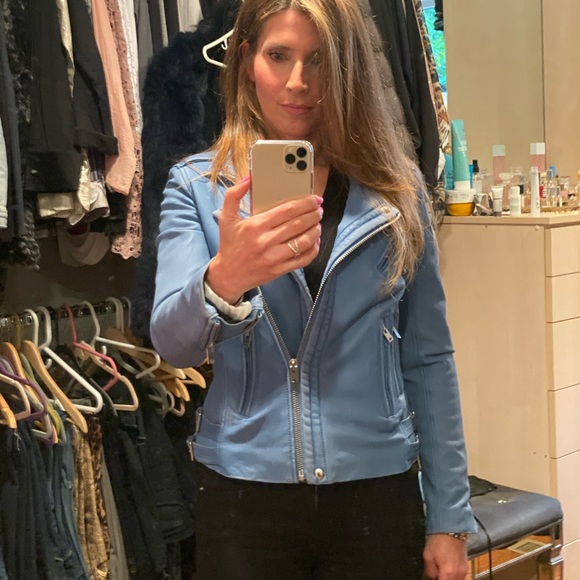 Iro Han Leather Jacket size 36 denim blue color - Picture 7 of 8